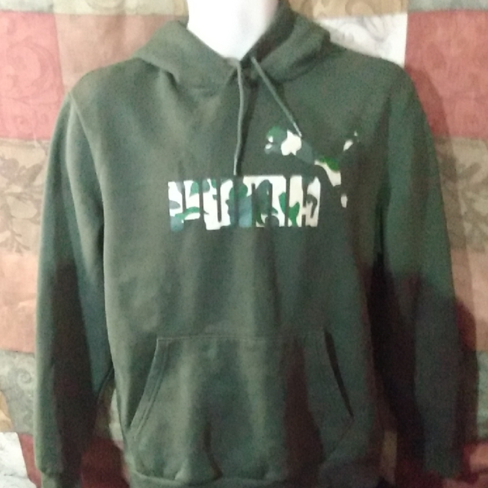 Puma Green Hoodie Green With Camo Lettering